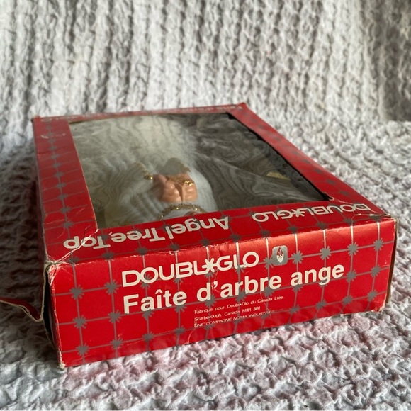 Vintage Double Glo Angel tree topper hard Plastic Glittered Angel Tree Topper - Picture 9 of 10